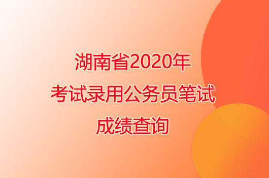 湖南省2020年考试录用公务员笔试成绩查询